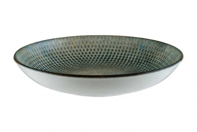 Elegant set of 6 Bonna Lenta Ash flared bowls, 230 mm, featuring deep green tones and a scratch-resistant glaze.