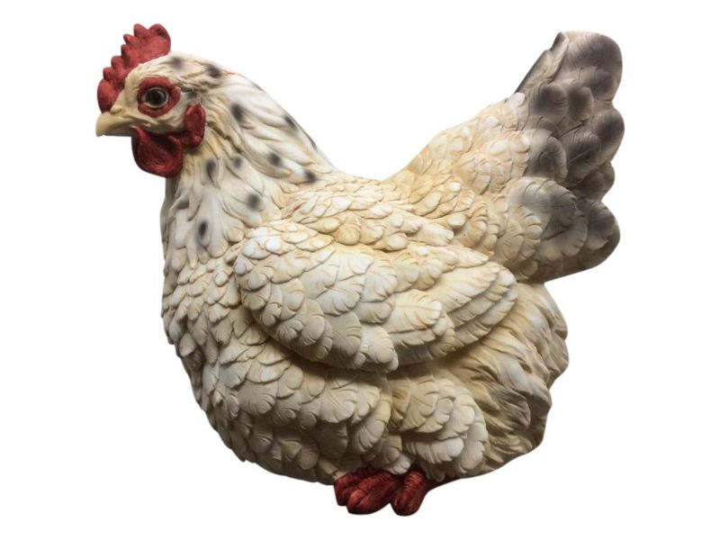 Ornament - Sitting Chicken 26cm - Set of 2 (White )