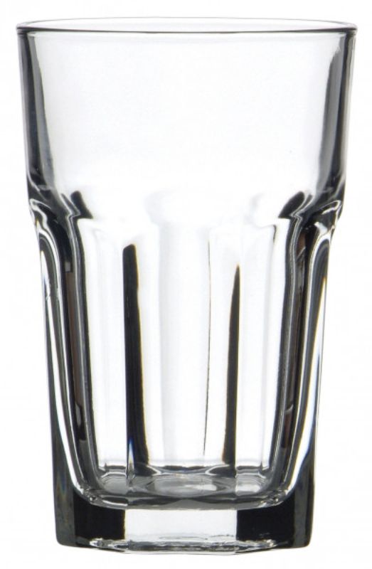 Set of 12 stylish 295ml Pasabahce Casablanca beverage glasses, perfect for cocktails, juices, and sodas. Durable, elegant design.