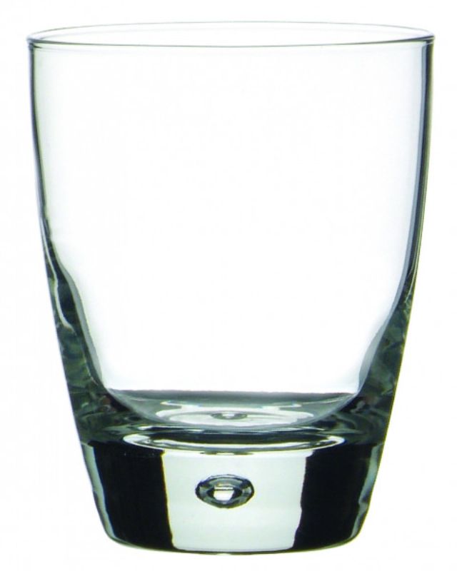 Set of 12 elegant Bormioli Rocco Luna DOF glasses, 340ml each, featuring bubble detail for stylish cocktails and everyday use.