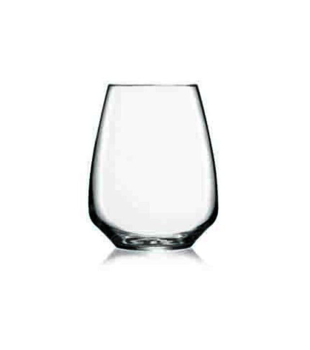 Set of 6 Luigi Bormioli Stemless Riesling glasses with angular design, crafted from lead-free crystal for brilliance and durability.