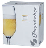 Set of 6 stylish amber flute glasses from Pasabahce, perfect for champagne and wine, featuring 200ml capacity.