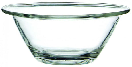 Set of 6 Bormioli Rocco Mr Chef 22cm tempered glass bowls, ideal for cooking and elegant buffet service.