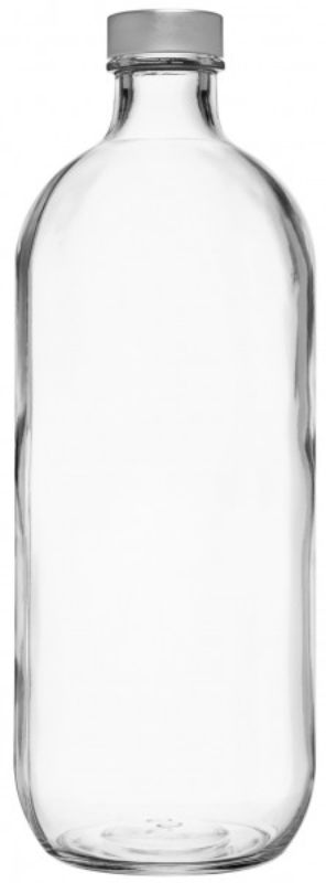 Set of 6 Pasabahce 1-litre iconic glass bottles, perfect for serving drinks in style at any venue.