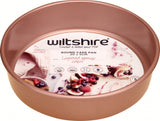 Rose gold 20cm round cake pan with non-stick surface, ideal for even baking and easy release of delicious cakes.