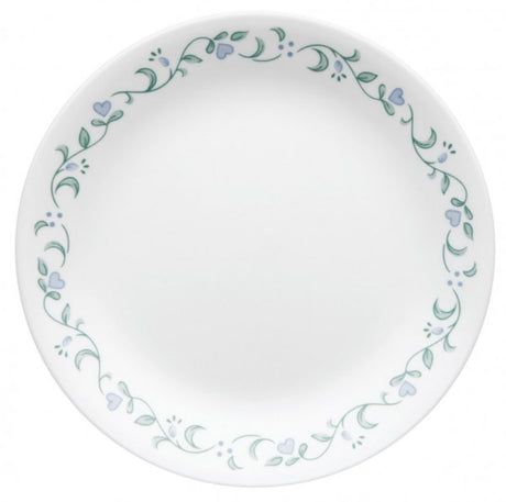 Corelle Country Cottage plates, 21.5cm, set of 6, featuring periwinkle blossoms, durable, stackable, and versatile for any meal.