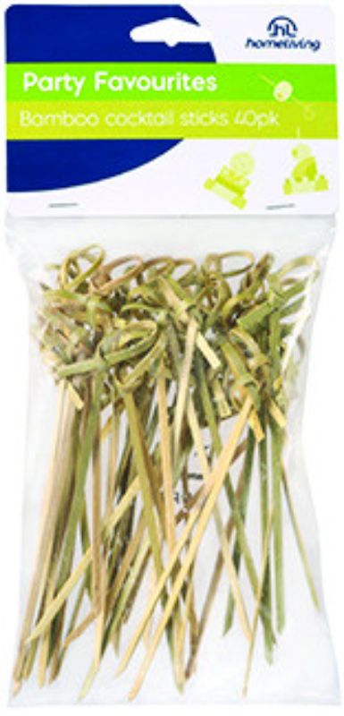 Eco-friendly bamboo cocktail sticks pack of 40, perfect for elegant entertaining and serving drinks at parties.