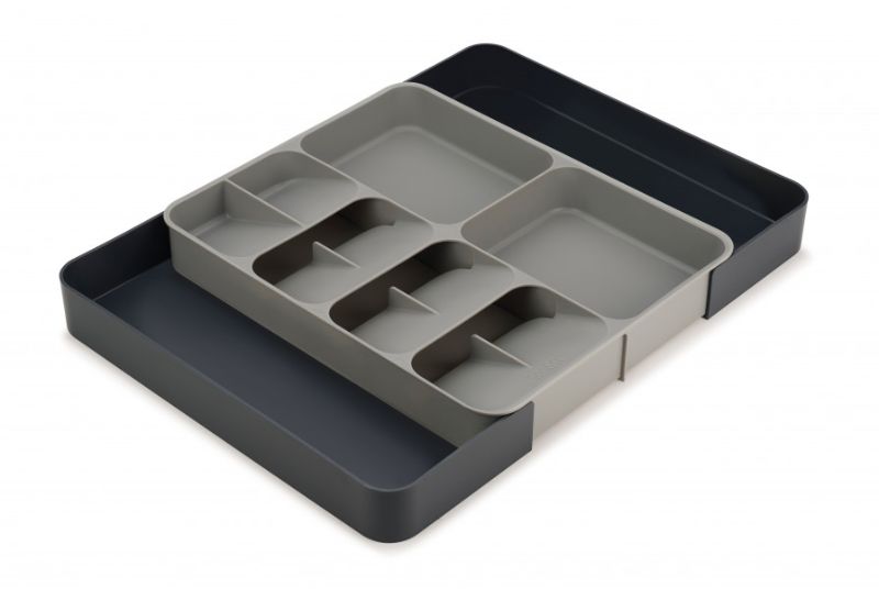 Joseph Joseph DrawerStore organizer with expanding compartments for cutlery and utensils, enhancing kitchen storage efficiency.