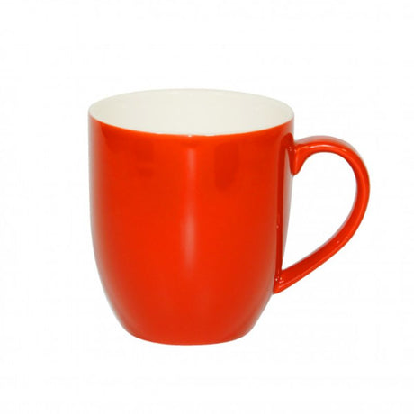 Set of six vibrant 380ml Brew mugs in chilli and white, designed for stylish and functional everyday use.