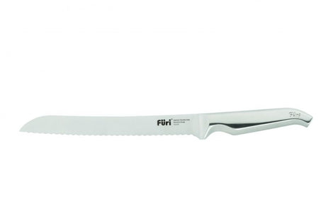 Furi Pro Bread Knife 20cm features a sharp stainless steel blade with rounded serrations for perfect, tear-free bread slices.