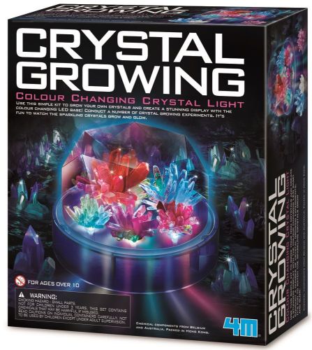 Color-changing LED crystal growing kit for DIY science projects, promoting hands-on learning and creativity in kids aged 10+.