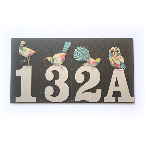 Brushed silver house number '2', 70mm x 148mm, featuring durable design and double-sided tape for easy attachment.