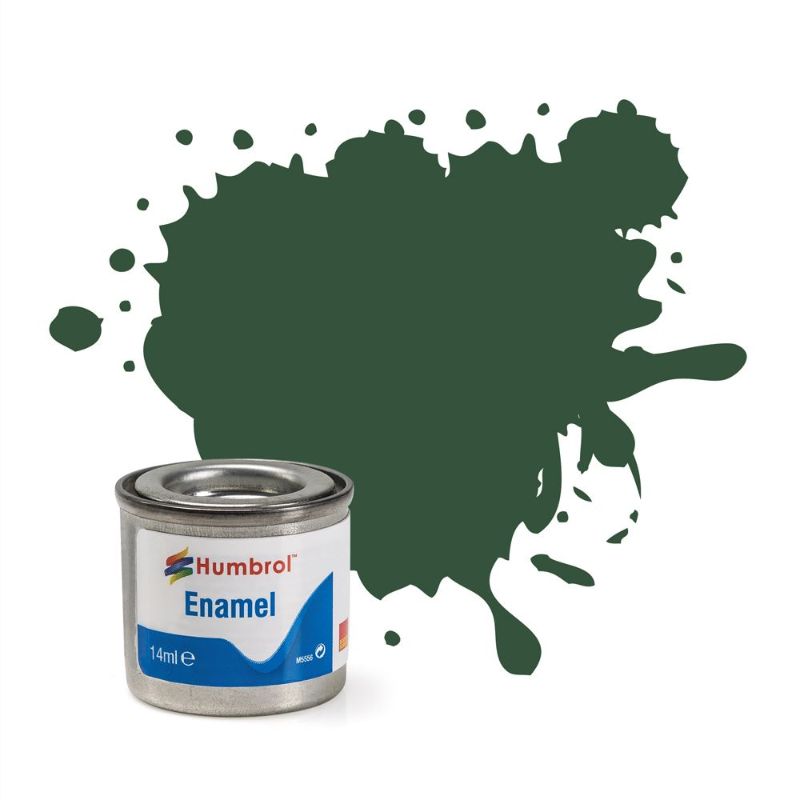 Set of 6 Humbrol Cockpit Green Matt Enamel Paint tins, 14ml each, perfect for detailed modeling projects with a smooth finish.