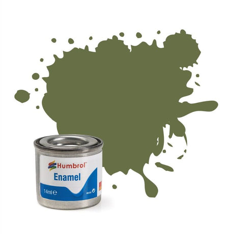 Set of 6 Humbrol Grass Green Matt enamel paints, 14ml each, ideal for model painting with a smooth, durable finish.