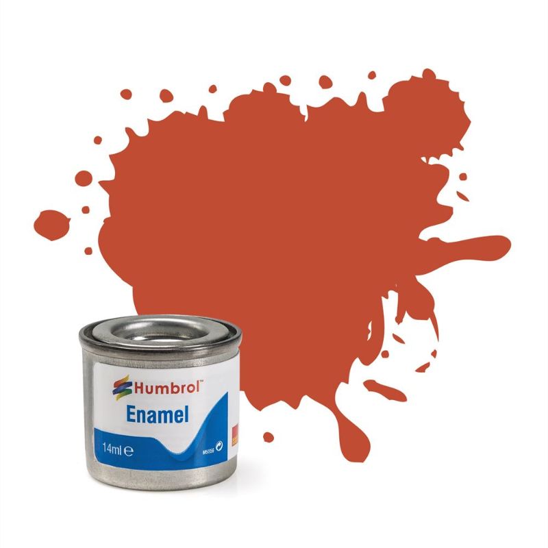 Set of 6 Humbrol Red Brown Matt Enamel Paint tins, 14ml each, perfect for smooth finishes on various surfaces.