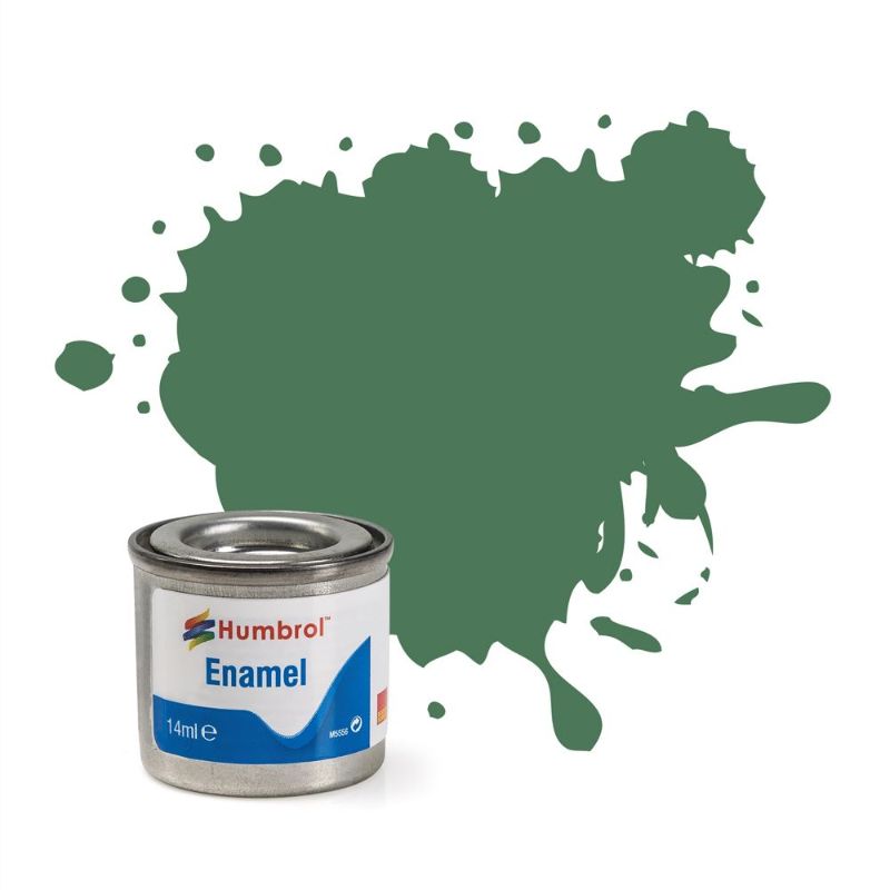 Humbrol Mid Green Matt Enamel Paint Set of 6, featuring rich pigments for smooth finishes on various surfaces.