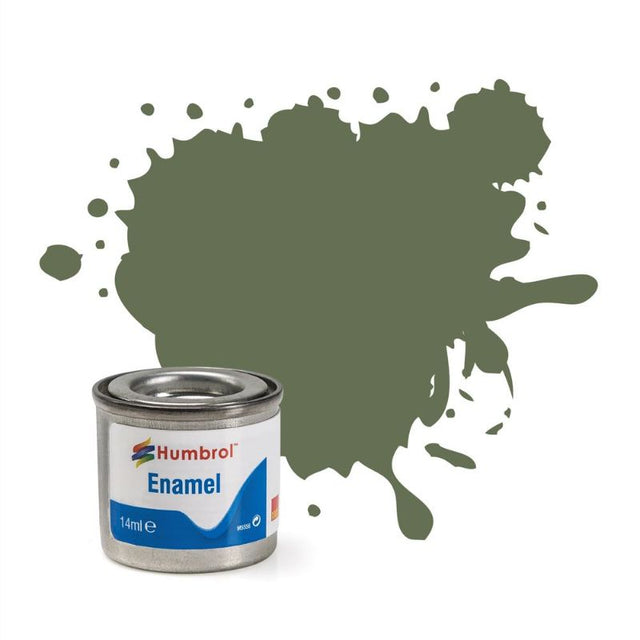 Set of 6 Humbrol Marine Green Matt enamel paint tins, 14ml each, ideal for modeling and providing a smooth finish.