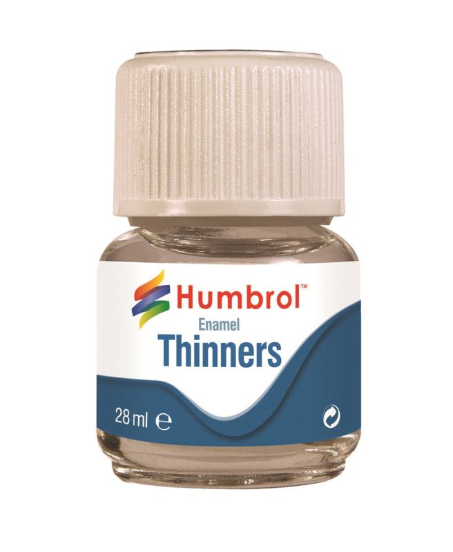 Humbrol Enamel Thinners (28ml) bottle for thinning enamel paints and cleaning tools, ensuring smooth application and finishes.