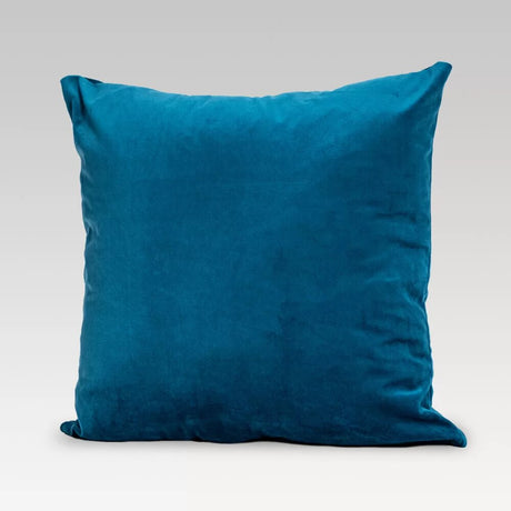 Teal velvet square cushion cover, 50cm, with zip closure for easy wash, perfect for modern or traditional decor.