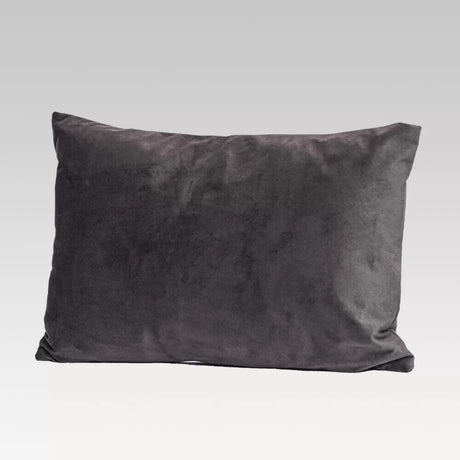 Luxurious pewter velvet oblong cushion cover, 35 x 50 cm, with zip closure for easy cleaning, ideal for enhancing decor.