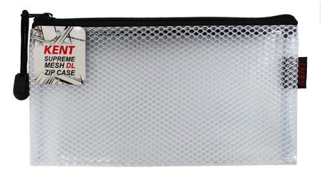 Kent Mesh Case DL in honeycomb plastic with reinforced zipper, measuring 220 x 115mm, ideal for organizing essentials.