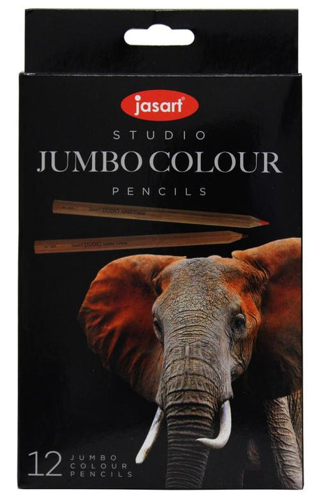 Vibrant JASART STUDIO Jumbo Colour Pencil set with extra thick leads, perfect for detailed or bold artwork, safe and durable.