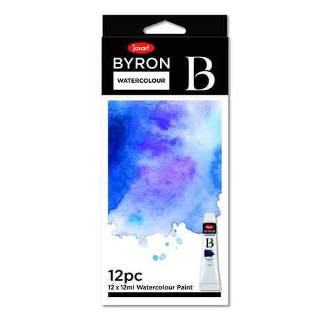 Vibrant JASART BYRON watercolour paint set of 12, featuring bright 12ml tubes for artists of all skill levels.