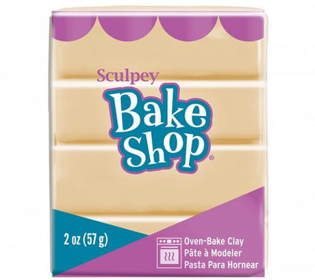 Beige Sculpey Bake Shop 57G polymer clay, soft and easy to mold, ideal for crafts, baking, and artistic creations for all ages.