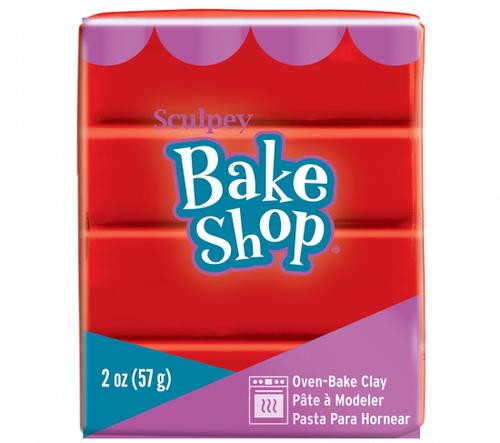 Vibrant 57g red Sculpey Bake Shop polymer clay, ideal for crafting figurines and holiday projects, safe and non-toxic.