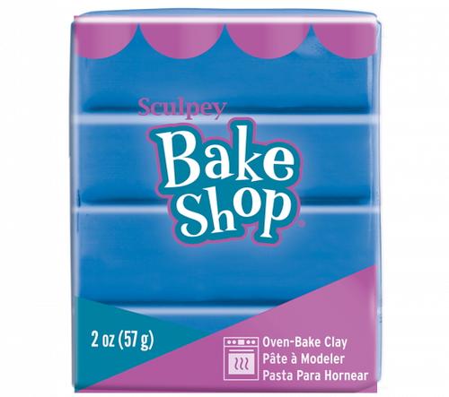 Vibrant blue Sculpey Bake Shop polymer clay, 57g, soft and pliable for creative projects before baking. Safe and non-toxic.