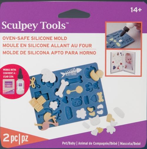 Sculpey Silicone Bakeable Mold for pet and baby crafts, featuring intricate details for custom creations.