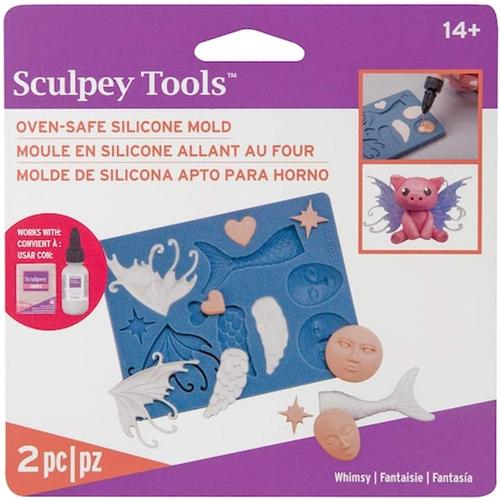 Sculpey Whimsy silicone mold for oven-bake clay, perfect for detailed jewelry, figurines, and home décor.