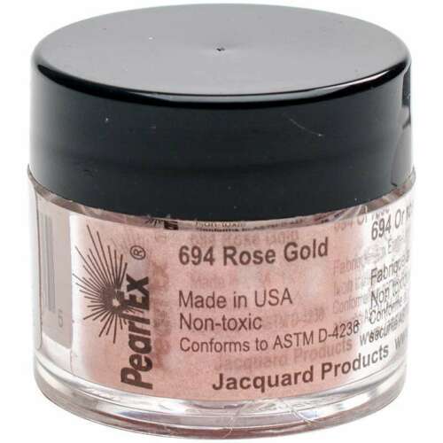 Pearl Ex Powdered Pigment in Rose Gold 694, versatile for metallic effects on various surfaces in a 3g container.