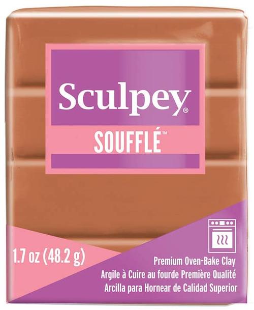 Cinnamon SOUFFLE Clay from Sculpey, 48g, lightweight polymer clay ideal for jewelry and detailed crafting projects.