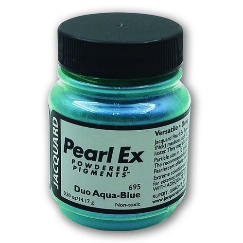 Pearl Ex Aqua Blue powdered pigment in 14g, perfect for achieving stunning metallic and pearlescent effects on various surfaces.