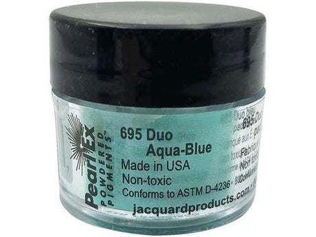 Pearl Ex Duo Aqua Blue pigment in 3g for vibrant metallic effects on various surfaces and art mediums.