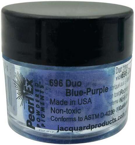 Duotone powdered pigment in blue and purple, perfect for artistic applications with vibrant metallic finishes.