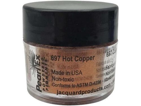 Pearl Ex Hot Copper 697 powdered pigment in a 3g container, ideal for adding vibrant metallic effects to various art projects.