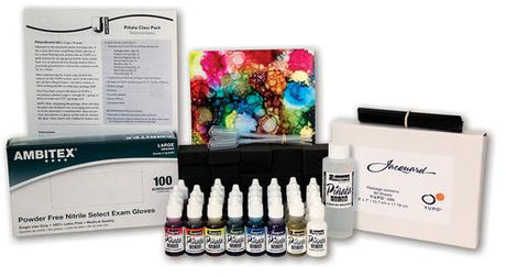 JACQUARD PINATA CLASS PACK featuring 30 vibrant alcohol inks, YUPO® paper, and essential tools for group art activities.