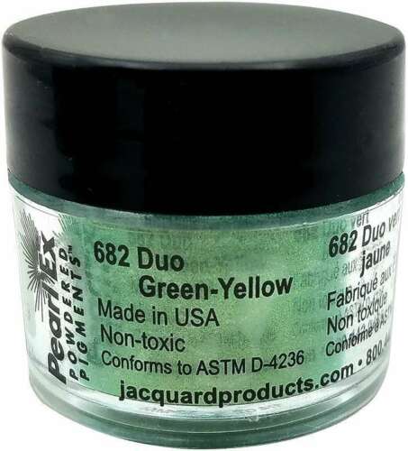 Vibrant DUO GREEN YELLOW Pearl Ex Powdered Pigment in 3g for striking pearlescent art effects on various surfaces.