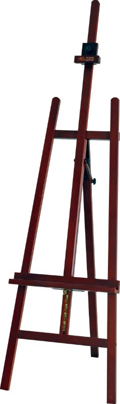 Elegant mahogany A-frame easel made of Beechwood, adjustable up to 124cm for versatile art creation.