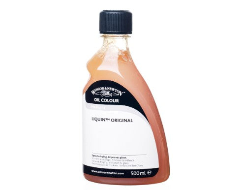 Winsor & Newton Liquin Original 500ml, a semi-gloss medium that speeds drying and improves flow for oil painters.