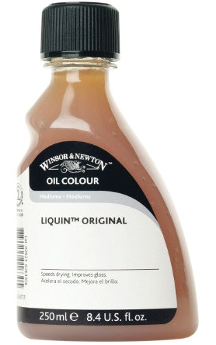 Winsor & Newton Liquin Original 250ml, a semi-gloss medium that accelerates drying and enhances oil painting techniques.