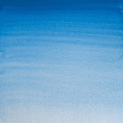 Vibrant 5ml tube of Winsor & Newton's Cerulean Blue watercolor, known for its exceptional transparency and permanence.