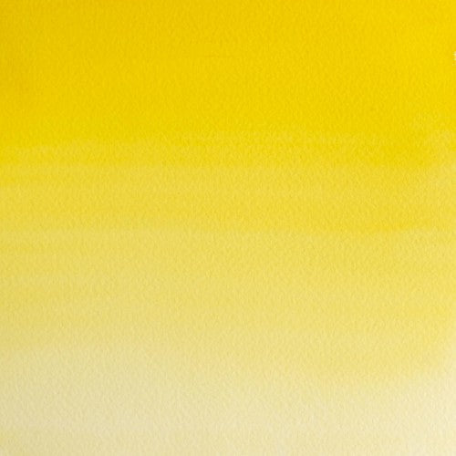 Winsor & Newton 5ml tube of Winsor Yellow (730) watercolor, showcasing vibrant pigment quality and exceptional transparency.