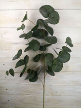 Lifelike large eucalyptus spray in rusty green, perfect for home decor and floral arrangements, measuring 90cm tall.