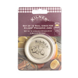 Kilner Genuine Preserve Lid Seals Set of 12, replacement seals for 250ml, 500ml, and 1L jars, ensures vacuum sealing for preserves.