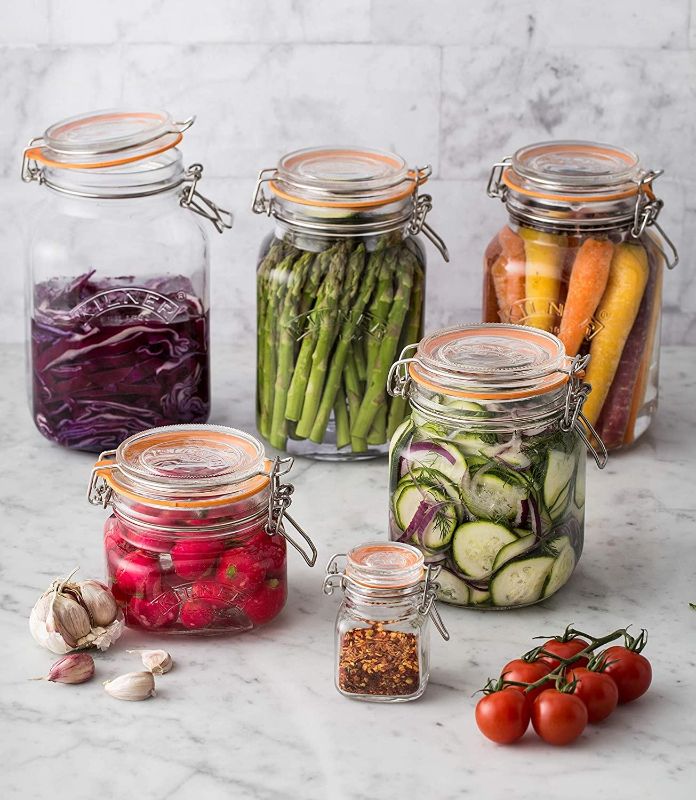 Kilner Square Clip Top Jar, 500ml, airtight glass storage for fruits, vegetables, and dry goods. Durable, stylish, easy to clean.