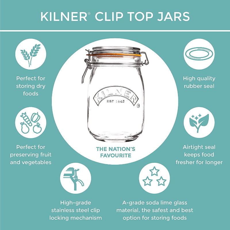 Kilner Square Clip Top Jar Glass