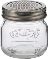 Kilner Fine Grater Storage Jar (250ml) with stainless steel grater, perfect for zesting and grating spices in style.